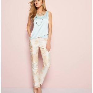 Calvin Klein Floral Print Metallic Pants Size 10 P